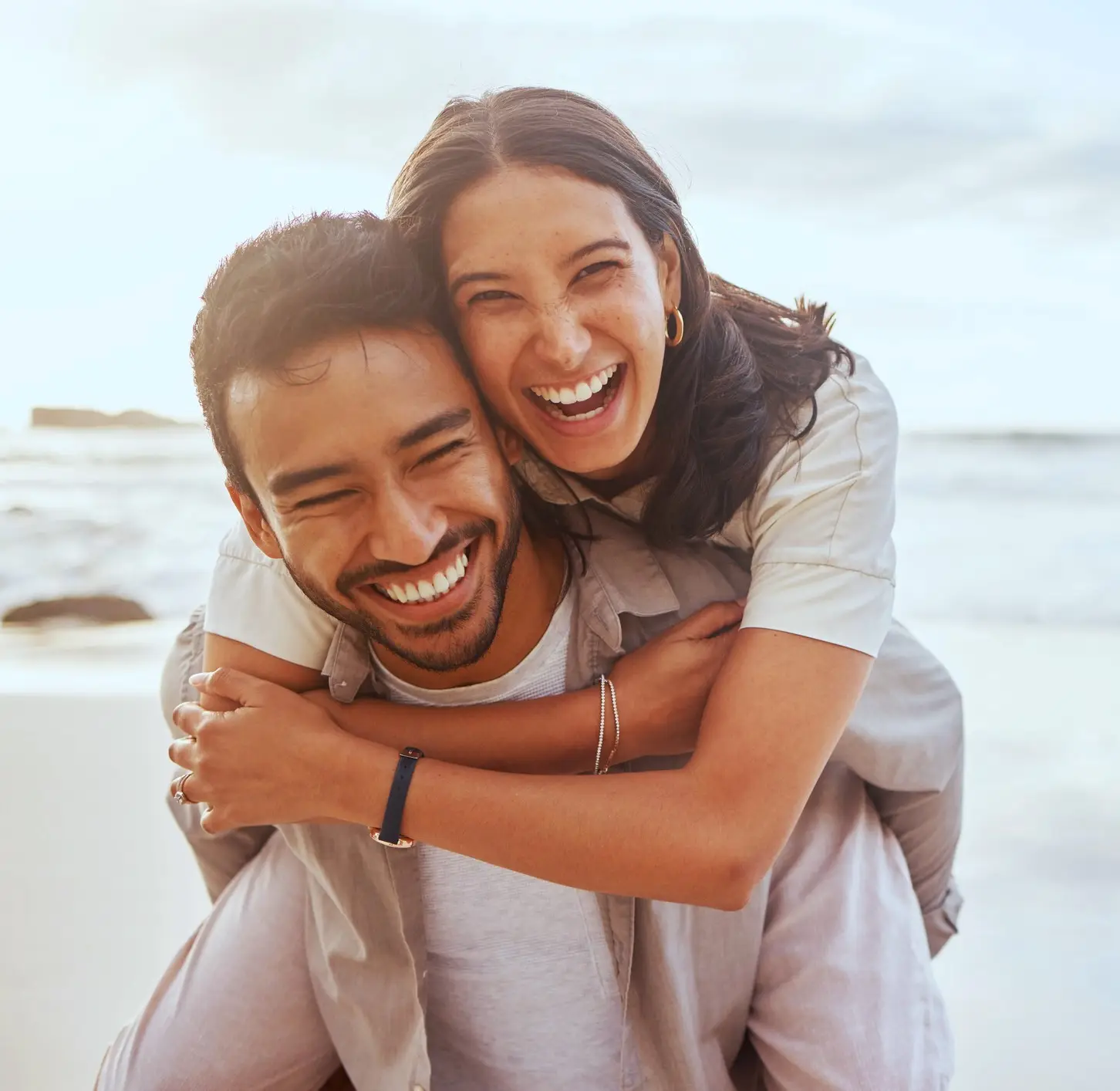 Shot of a couple enjoying a day at the beach stock photo